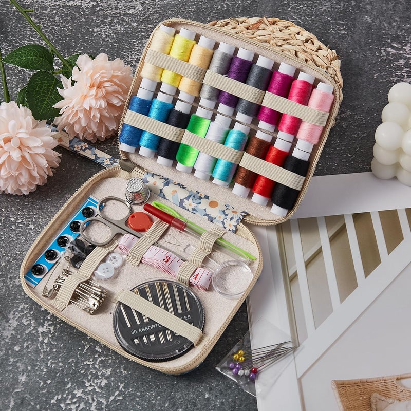 Bobode Daisy Sewing Kit Printing Sewing Kit,Professional Sewing Supplies for Adults, Zipper Sewing Needles Set, 87 PCS Travel Sewing Accessory for Emergency, Home - Image 4